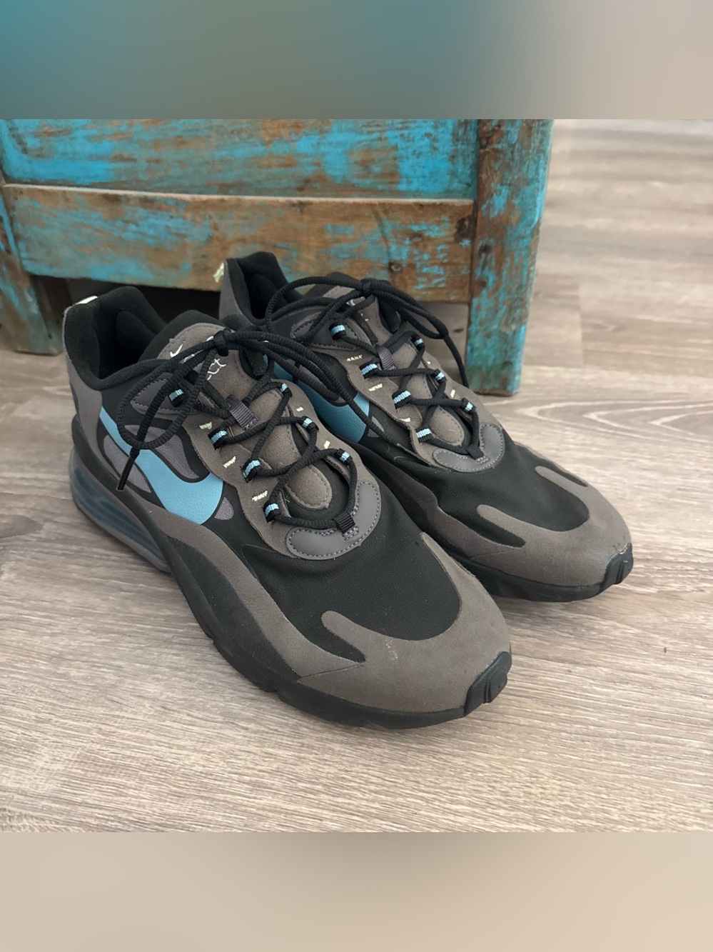 Nike Air Max 270 React Jetstream Black Thunder Grey Blue Men's Sneakers  10.5